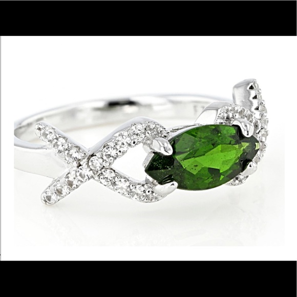 Green Chrome Diopside Rhodium Over Sterling Silver Ring 1.39ctw - Picture 3 of 7